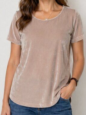 NWT J.Crew Champagne Pink Velvet Blouse Satin Keyhole Soft Girl Chic Lined M